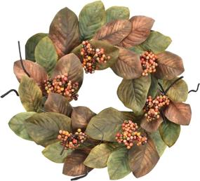 img 4 attached to 🍂 Cloris Art Fall Door Wreaths - Artificial Magnolia Leaves and Berry Decor, 20-22 Inch Green Thanksgiving Wreath for Farmhouse Home Window Wall Decoration