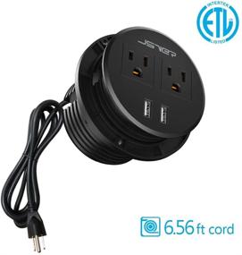 img 1 attached to 💡 JSVER Mini Desktop Power Grommet: Скрытая розетка с 2 розетками и 2 USB портами для кухонного стола / конференц-зала