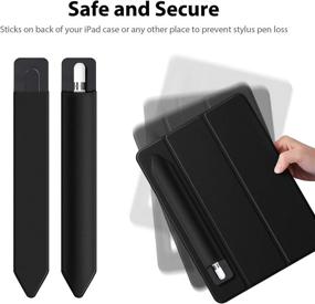 img 2 attached to 🖊️ Doormoon Pencil Holder: Leather Sleeve Pocket Pouch for iPad 2018 (6th Gen)/ Air/ 9.7 / Pro 9.7"/ Pro 10.5"/12.9"/Pro 12.9" with Elastic Apple Pencil 2nd Gen (Black x 2)