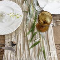🌿 boho chic rustic wedding table runner - bulk ivory nude gauze cheesecloth table cloth for your magic moment - 11ft/141in holiday table runner логотип