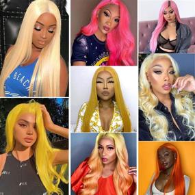 img 1 attached to 👩 20-inch HD Blonde Lace Front Straight Wig | Human Hair 613 Frontal Wig with Baby Hair | 613 Blonde Pre-Plucked Wig | 13x4 Lace Front Wig+