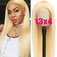 👩 20-inch hd blonde lace front straight wig | human hair 613 frontal wig with baby hair | 613 blonde pre-plucked wig | 13x4 lace front wig+ logo