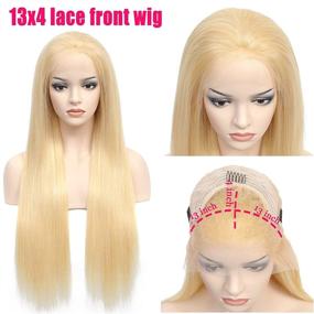 img 3 attached to 👩 20-inch HD Blonde Lace Front Straight Wig | Human Hair 613 Frontal Wig with Baby Hair | 613 Blonde Pre-Plucked Wig | 13x4 Lace Front Wig+