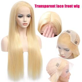 img 2 attached to 👩 20-inch HD Blonde Lace Front Straight Wig | Human Hair 613 Frontal Wig with Baby Hair | 613 Blonde Pre-Plucked Wig | 13x4 Lace Front Wig+