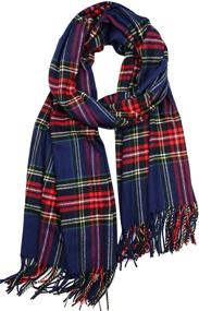 img 2 attached to Achillea Long and Wide Scottish Clan Tartan Plaid Cashmere Feel Shawl Wrap Winter Warm Scarf 80 inches x 30 inches