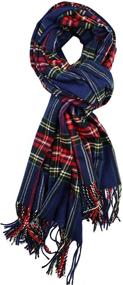 img 1 attached to Achillea Long and Wide Scottish Clan Tartan Plaid Cashmere Feel Shawl Wrap Winter Warm Scarf 80 inches x 30 inches