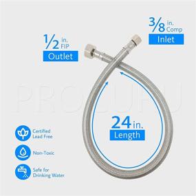 img 3 attached to PROCURU 24-Inch Stainless Steel Faucet Hose Connector - Lead Free, 2-Pack