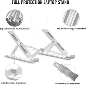img 2 attached to Универсальная и портативная складная подставка для ноутбука от Puredick - идеально подходит для MacBook, HP, Dell и других - серебристого цвета.