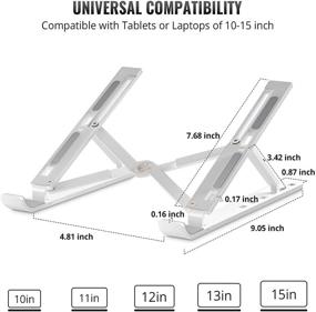 img 3 attached to Универсальная и портативная складная подставка для ноутбука от Puredick - идеально подходит для MacBook, HP, Dell и других - серебристого цвета.