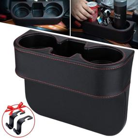 img 4 attached to 🚗 AutoChoice Premium Car Seat Organizer - Leather Covered Center Console Storage Box with Cup Holder (Excludes Cup Pad)
