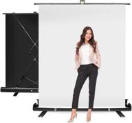 🎥 js julius studio 5x6ft white screen - collapsible retractable background stand, auto-locking frame, wrinkle-resistant, aluminum case, pull-up style, quick setup and breakdown, jsag665 logo