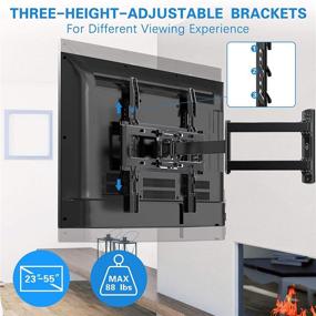 img 3 attached to 📺 Adjustable Full Motion Single Arm TV Wall Mount Bracket - Swivel, Tilt, Extension - Fits Most 23-55 Inch LED, LCD, OLED Flat and Curved TVs - Max VESA 400x400mm, Weight Capacity up to 88lbs by Pipishell