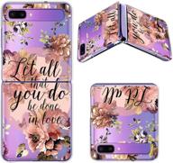 🌺 gukalong clear case for samsung galaxy z flip 5g - full body shockproof protective hard bumper folding cove slim thin - bible verse flowers quotes design - wireless charging case - galaxy z flip 5g 2020 logo