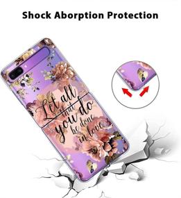 img 1 attached to 🌺 Gukalong Clear Case for Samsung Galaxy Z Flip 5G - Full Body Shockproof Protective Hard Bumper Folding Cove Slim Thin - Bible Verse Flowers Quotes Design - Wireless Charging Case - Galaxy Z Flip 5G 2020