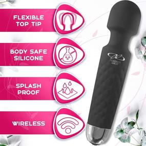 img 2 attached to 🔋 Rechargeable Mini Wand Massager - Whisper Quiet, Wireless, Splash-Proof - Travel-Size Personal Massage Equipment for Whole Body - Black Color - 8 Magic Vibrating Patterns, 10 Speed Settings