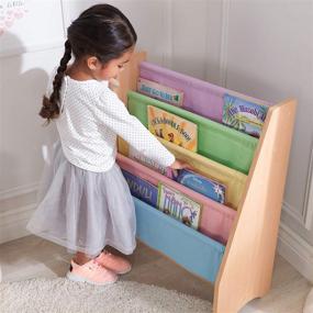 img 1 attached to KidKraft Wood and Canvas Sling Bookshelf Furniture for Kids – Pastel & Natural | Perfect Gift for Ages 3+