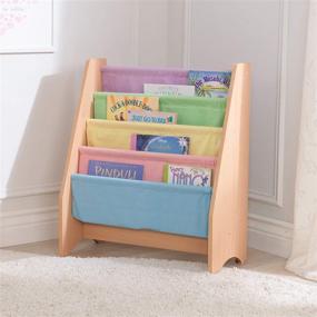 img 2 attached to KidKraft Wood and Canvas Sling Bookshelf Furniture for Kids – Pastel & Natural | Perfect Gift for Ages 3+