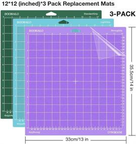 img 3 attached to 🔪 Durable 3 Pack Replacement Cutting Mats for Cricut Maker and Explore Air2/One Smart Cutting Machines - 12 x 12 inch Lightgrip, Standardgrip, and Stronggrip - Adhesive Vinyl Mats by DOOHALO