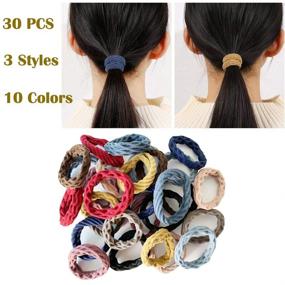 img 2 attached to 💆 Wetopkim 30 Pcs Hair Ties for Thick Heavy and Curly Hair - Non-Slip, Seamless, Lightweight, Highly Elastic and Stretchable