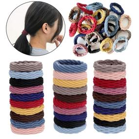 img 3 attached to 💆 Wetopkim 30 Pcs Hair Ties for Thick Heavy and Curly Hair - Non-Slip, Seamless, Lightweight, Highly Elastic and Stretchable