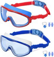 2 pack wide vision kids swim goggles for children and early teens - no leaking, anti-fog, waterproof (ages 4-15) logo