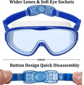 img 3 attached to 2 Pack Wide Vision Kids Swim Goggles for Children and Early Teens - No Leaking, Anti-Fog, Waterproof (Ages 4-15)