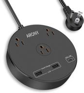 💡arony перенапряжение power strip с usb-c, защита от скачков напряжения и 3 широкие розетки: последняя настольная зарядная станция с 3 usb-портами (1 usb-c, 2 usb-a), плоским штекером, кабелем длиной 7 футов - идеально подходит для дома, путешествий и офиса. логотип