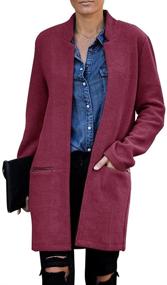 img 3 attached to Womens Notched Collar Pocketed Overcoat Women's Clothing