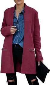 img 4 attached to Womens Notched Collar Pocketed Overcoat Women's Clothing