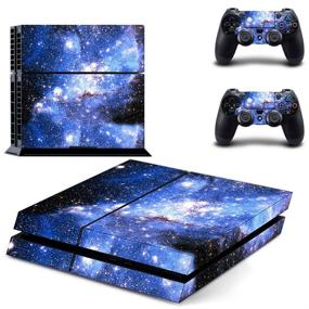 img 1 attached to Protective Vinyl Decal Sticker Set for Sony Playstation 4 PS4 Console and Dualshock Controllers: Galaxy Blue Galactic Game Cover Skin by UUShop