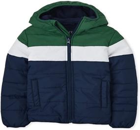 img 4 attached to 🧥 Boys' Long Sleeve Colorblock Puffer Jacket by The Children's Place