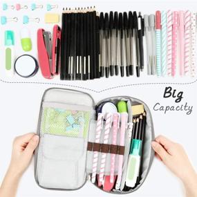 img 1 attached to Homecube Big Capacity Pencil Case Oxford Cloth Bag Storage Pouch Marker Pen Pencil Cute Stationery Organizer Bag Holder With Zipper For Middle High School &Amp