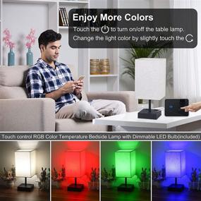 img 3 attached to 🌈 Enhance Your Bedroom with the RGB Table Bedside Lamp: Featuring USB Port, AC Outlet, and Touch Control for Dimmable 4 Colors and 5000K White Light