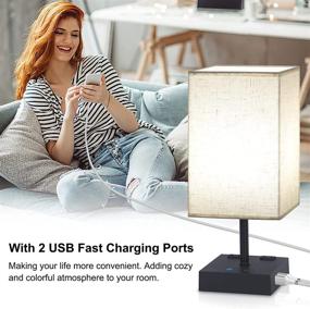 img 1 attached to 🌈 Enhance Your Bedroom with the RGB Table Bedside Lamp: Featuring USB Port, AC Outlet, and Touch Control for Dimmable 4 Colors and 5000K White Light