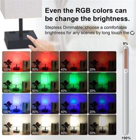 img 2 attached to 🌈 Enhance Your Bedroom with the RGB Table Bedside Lamp: Featuring USB Port, AC Outlet, and Touch Control for Dimmable 4 Colors and 5000K White Light