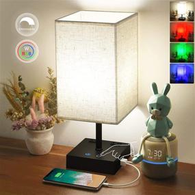 img 4 attached to 🌈 Enhance Your Bedroom with the RGB Table Bedside Lamp: Featuring USB Port, AC Outlet, and Touch Control for Dimmable 4 Colors and 5000K White Light