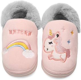 img 4 attached to Slippers Fluffy Bedroom 12 5 13 Unicorn Boys' Shoes and Slippers