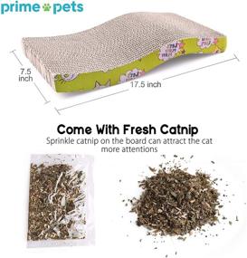 img 1 attached to 2-Pack PrimePets Reversible Cardboard Cat Scratcher with Catnip, 7/9 inch Wide S-Shaped Corrugated Board for Indoor Cats, Furniture Protection