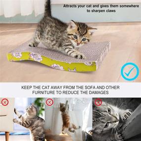 img 3 attached to 2-Pack PrimePets Reversible Cardboard Cat Scratcher with Catnip, 7/9 inch Wide S-Shaped Corrugated Board for Indoor Cats, Furniture Protection