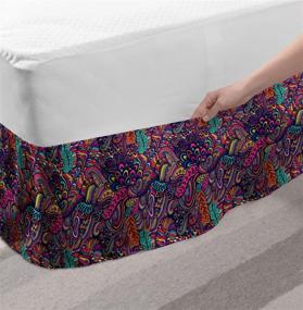 img 1 attached to 🌺 Ambesonne Psychedelic Bedskirt: Vibrant Swirling Leaves and Petals in Exotic Colors- Queen Size Magenta Purple Bed Skirt with Elastic Wrap Around Design, Funky Seaweed Inspired Bedroom Decor