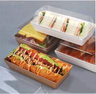 📦 50 piece roll cake box set for hot dog sandwich with clear lid - plastic container for swiss roll, muffin, cheese, pastry, dessert, sushi, fruits - display and food storage holder - size: 7.5"x3.3"x2.4 logo