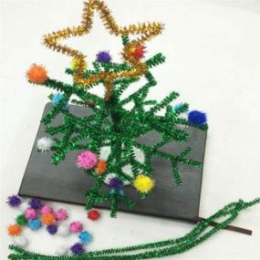 img 2 attached to AKOAK 100-Pack 6mm x 300mm Shiny Green Metallic Pipe Cleaners 🎨 Chenille Stems Tinsel Stems Wired Sticks - Ideal for DIY Arts and Crafts