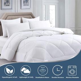 img 3 attached to 🛏️ CozyLux Twin White Comforter All-Season: Premium 1800 Series Down Alternative Quilted Duvet Insert for Kids Bed, Corner Tabs, 300GSM Soft Microfiber Fill, Machine Washable (68"x88")