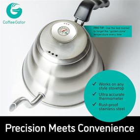 img 1 attached to ☕ Premium Coffee Gator Gooseneck Kettle with Thermometer - Stainless Steel, 34 oz - Perfect Pour Over Kettle for Tea and Coffee with Precision Drip Spout - Stove Top Essential