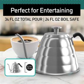 img 2 attached to ☕ Premium Coffee Gator Gooseneck Kettle with Thermometer - Stainless Steel, 34 oz - Perfect Pour Over Kettle for Tea and Coffee with Precision Drip Spout - Stove Top Essential