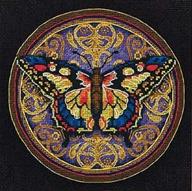 🦋 dimensions gold collection ornate butterfly cross stitch kit, 18 count black aida fabric, 6x6 inches logo