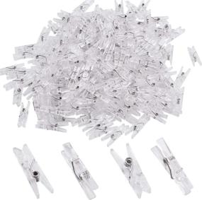 img 4 attached to 200 Pieces Mini Clear Plastic Pegs - Multi-Functional Transparent Craft Clips for Photos, Paper, Clothesline - 1.0 inch / 2.5 cm