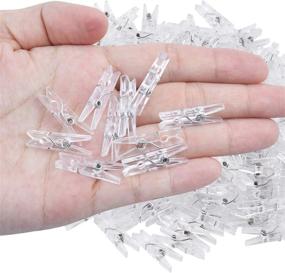 img 2 attached to 200 Pieces Mini Clear Plastic Pegs - Multi-Functional Transparent Craft Clips for Photos, Paper, Clothesline - 1.0 inch / 2.5 cm