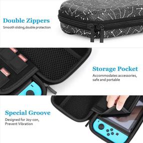 img 2 attached to 🎮 HEYSTOP Nintendo Switch Case Bundle - 9 in 1 Switch Accessories with 8 Pouch Carrying Case, PC Protective Cover Case, HD Switch Screen Protector, and 6 Pack Thumb Grips Caps