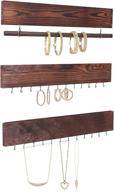 📿 vintage rustic wall-mounted jewelry display organizer with removable bracelet rod and 24 hooks - ideal holder for earrings, necklaces, and bracelets - perfect jewelry organizer логотип